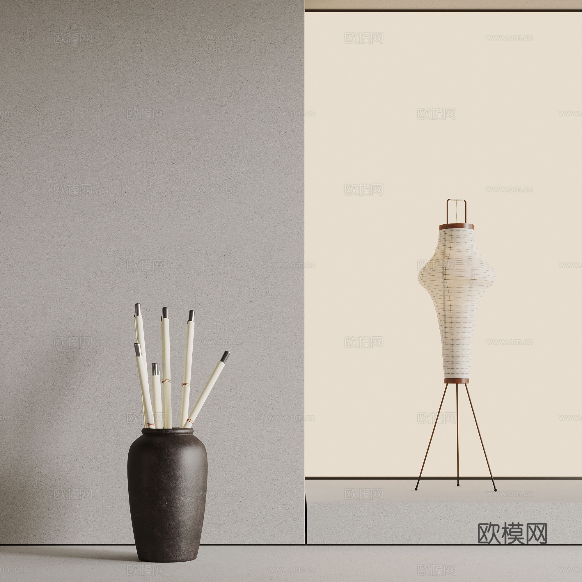 08落地灯 新中式落地灯3d模型