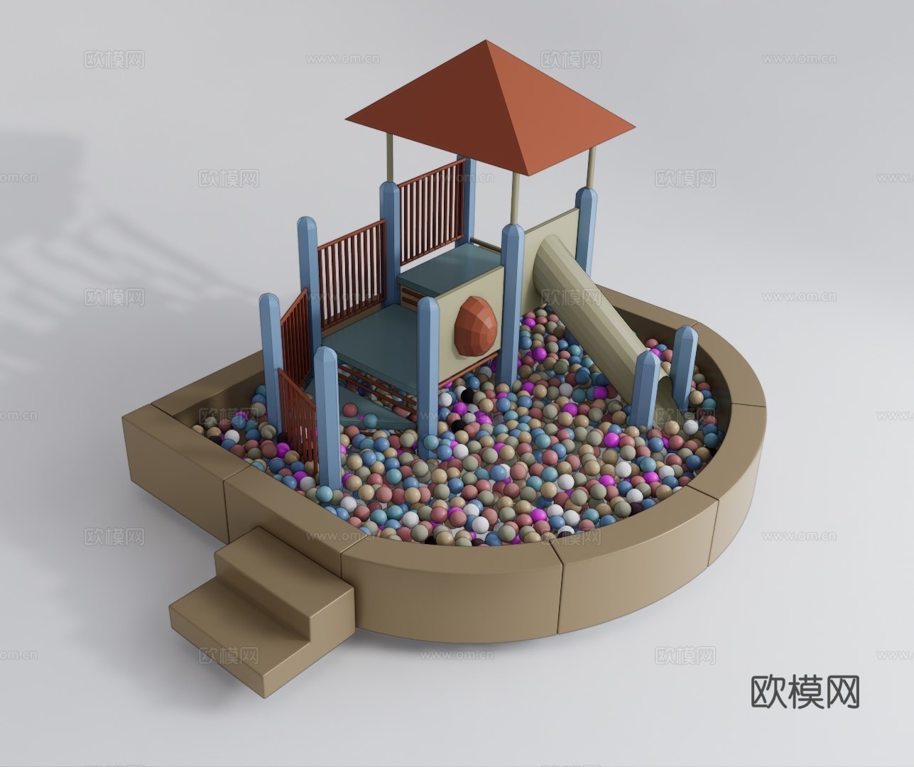 现代滑梯游乐设施su模型下载