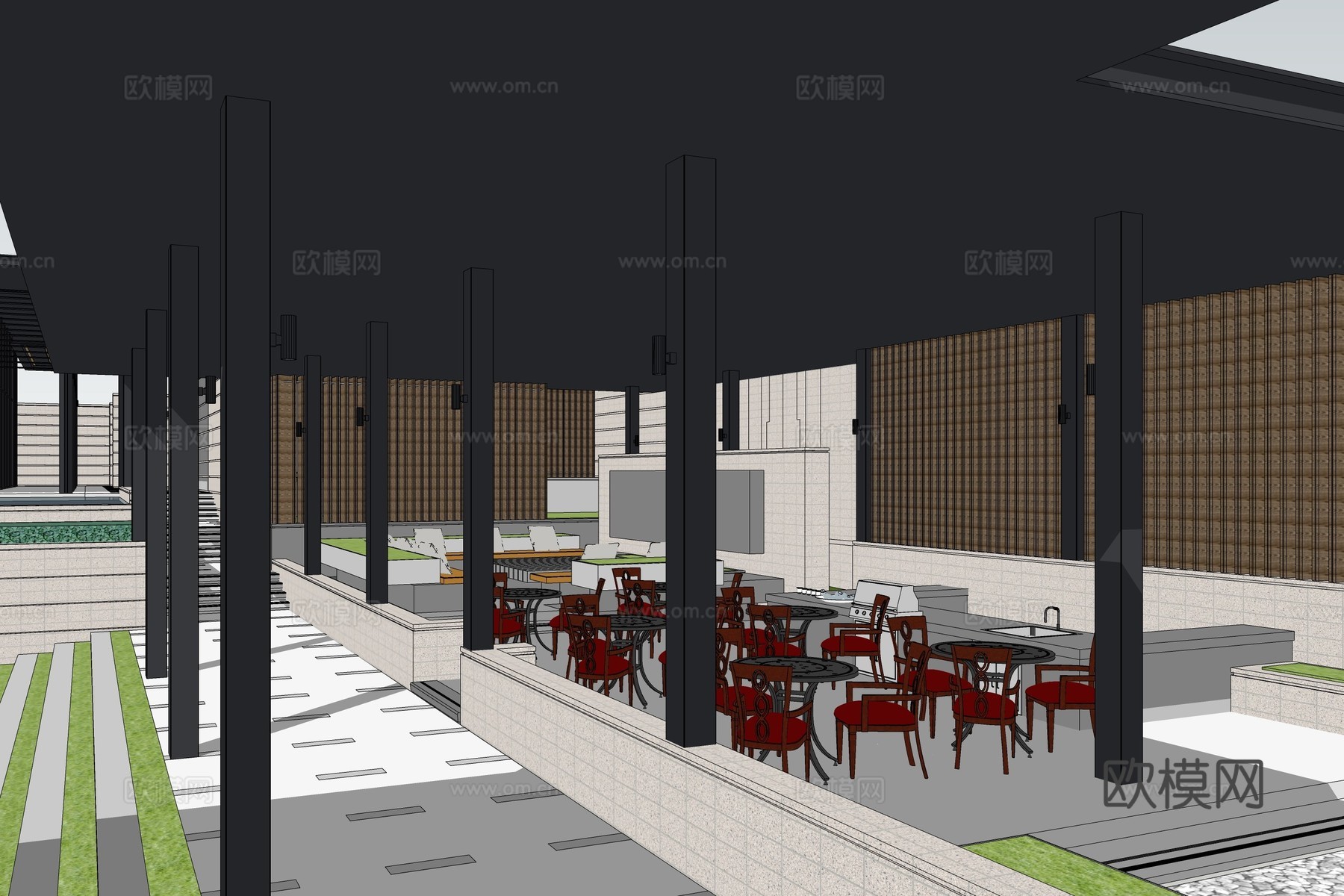 新中式售楼处su模型下载下载（渲染图3）