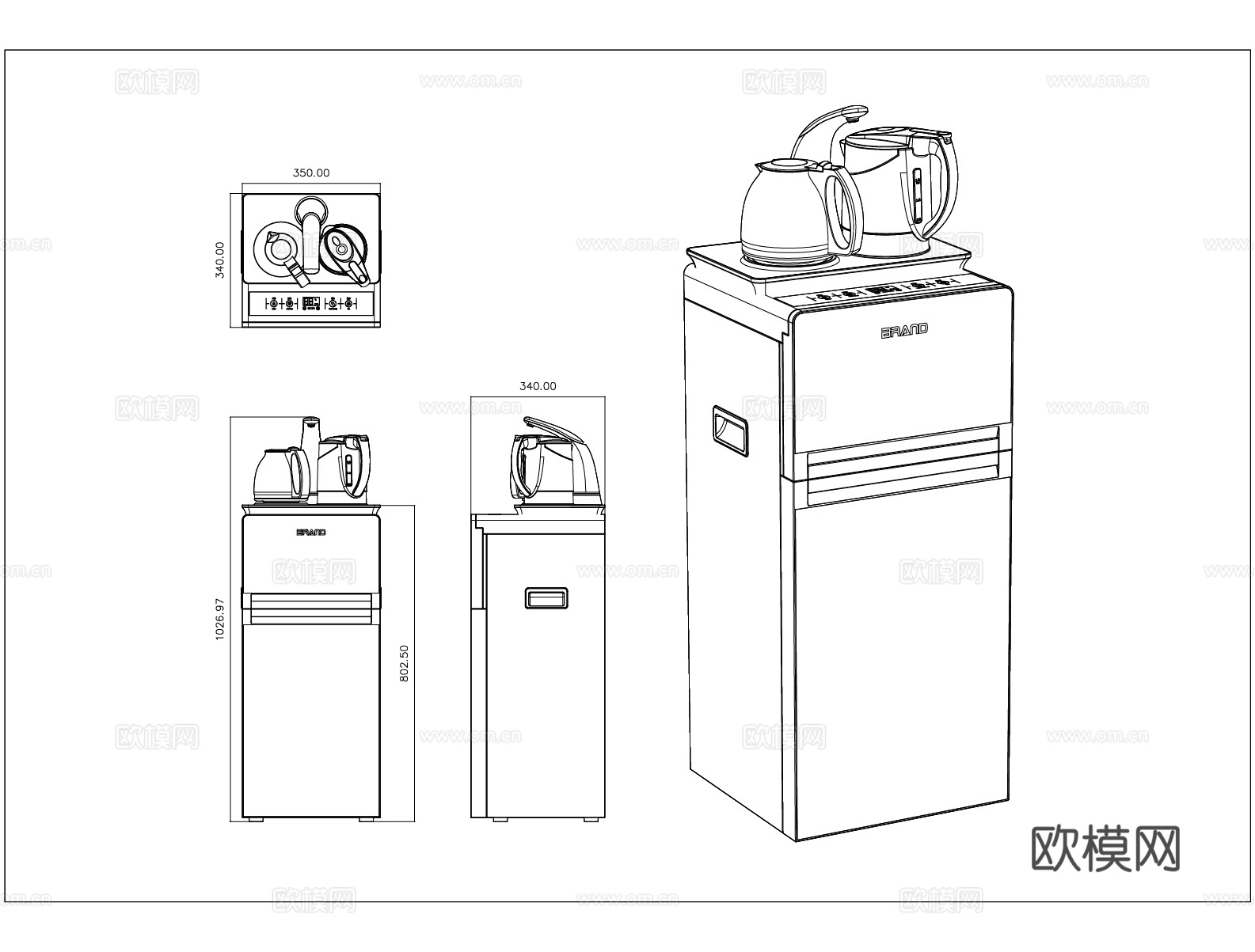 家电 茶吧机cad施工图