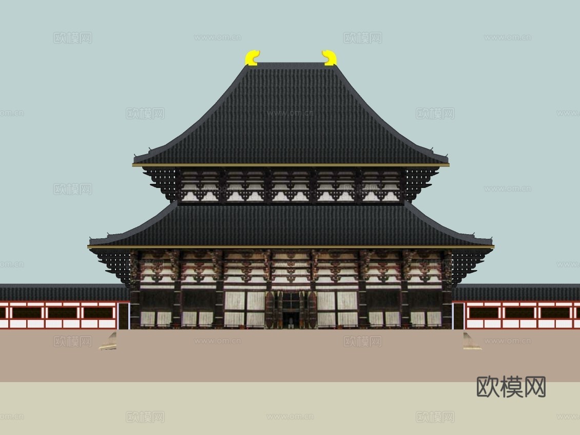 中式古建宫殿su模型下载