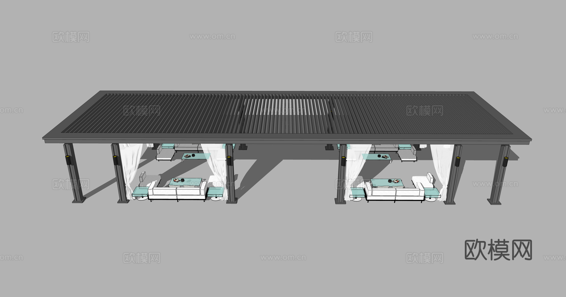 现代廊架园艺小品su模型下载