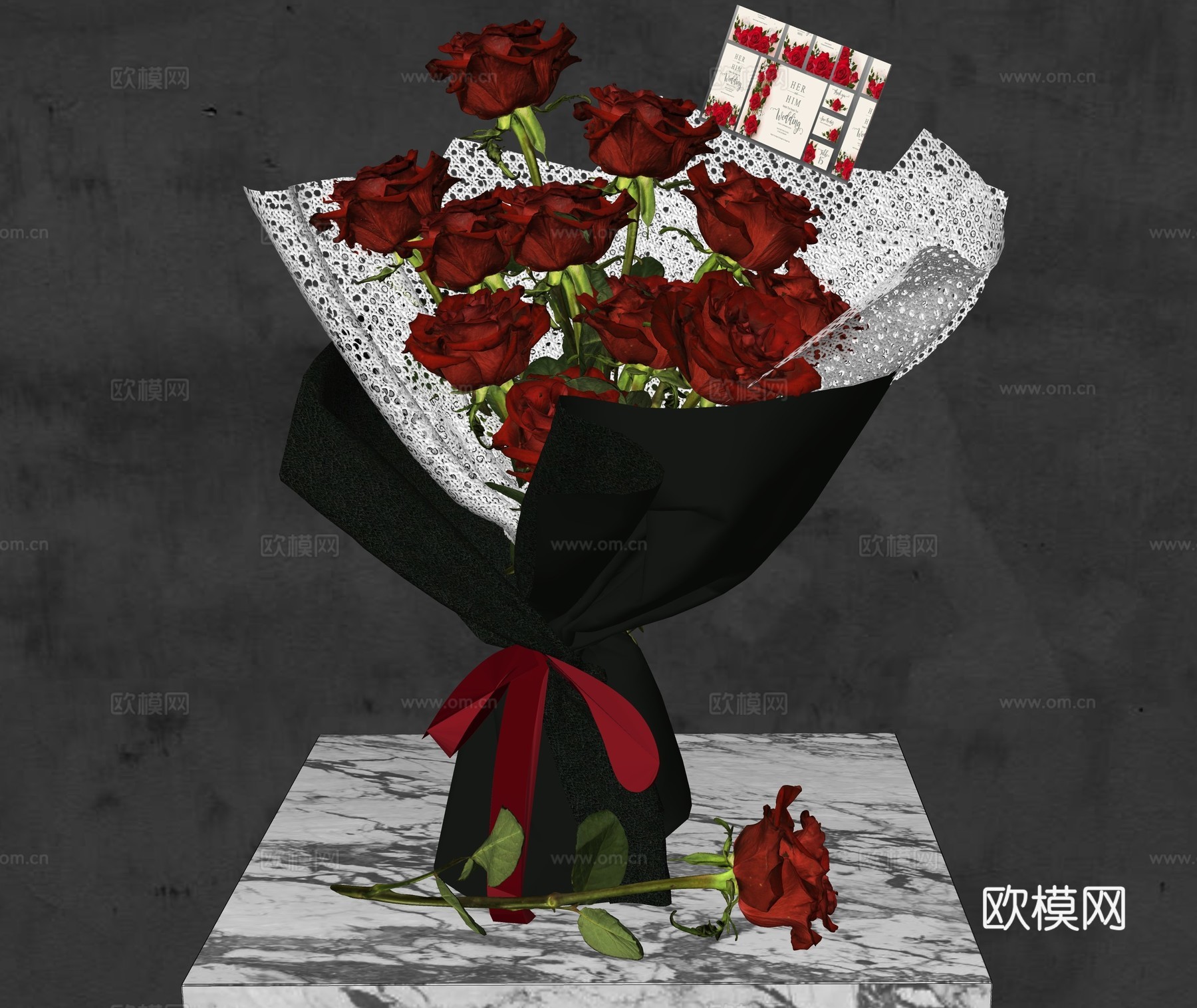 现代花艺 玫瑰花束 红玫瑰花束 情人节花束 玫瑰手捧花 红玫su模型