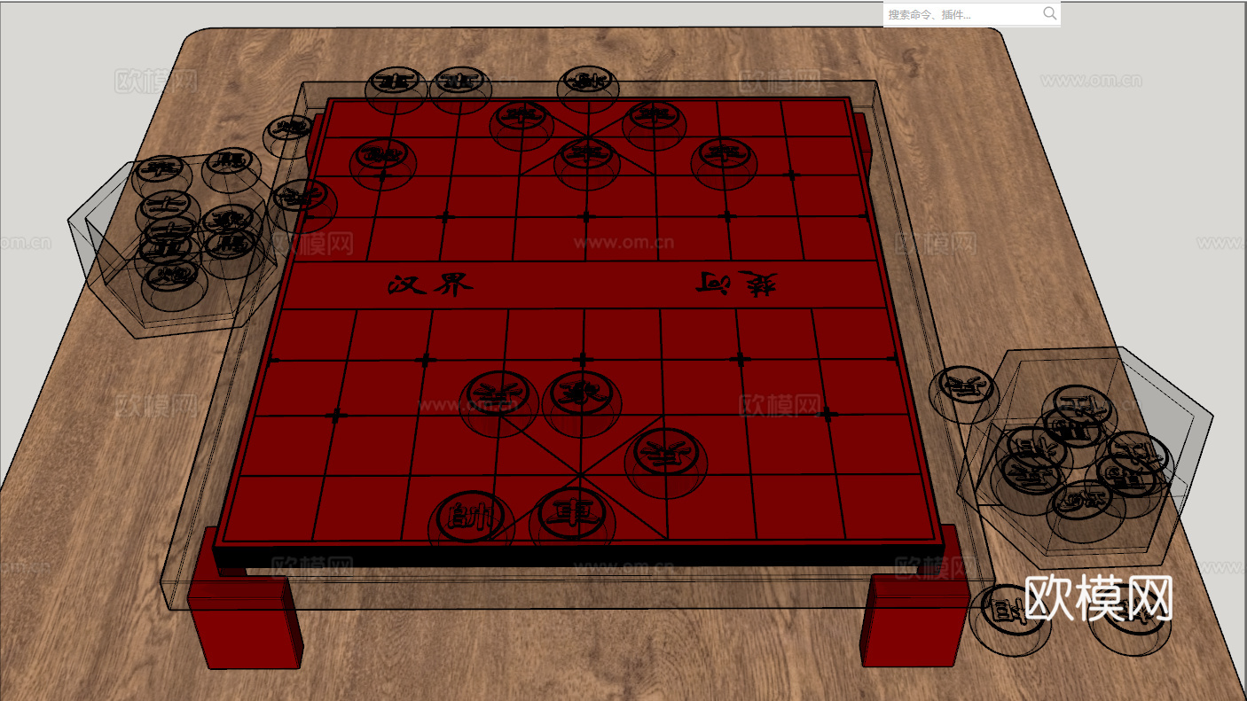 中式象棋棋盘su模型下载