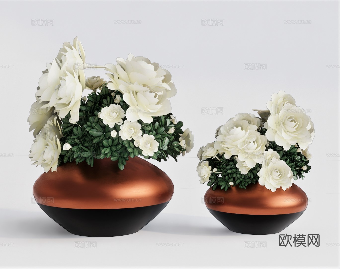 现代花卉花瓶su模型下载