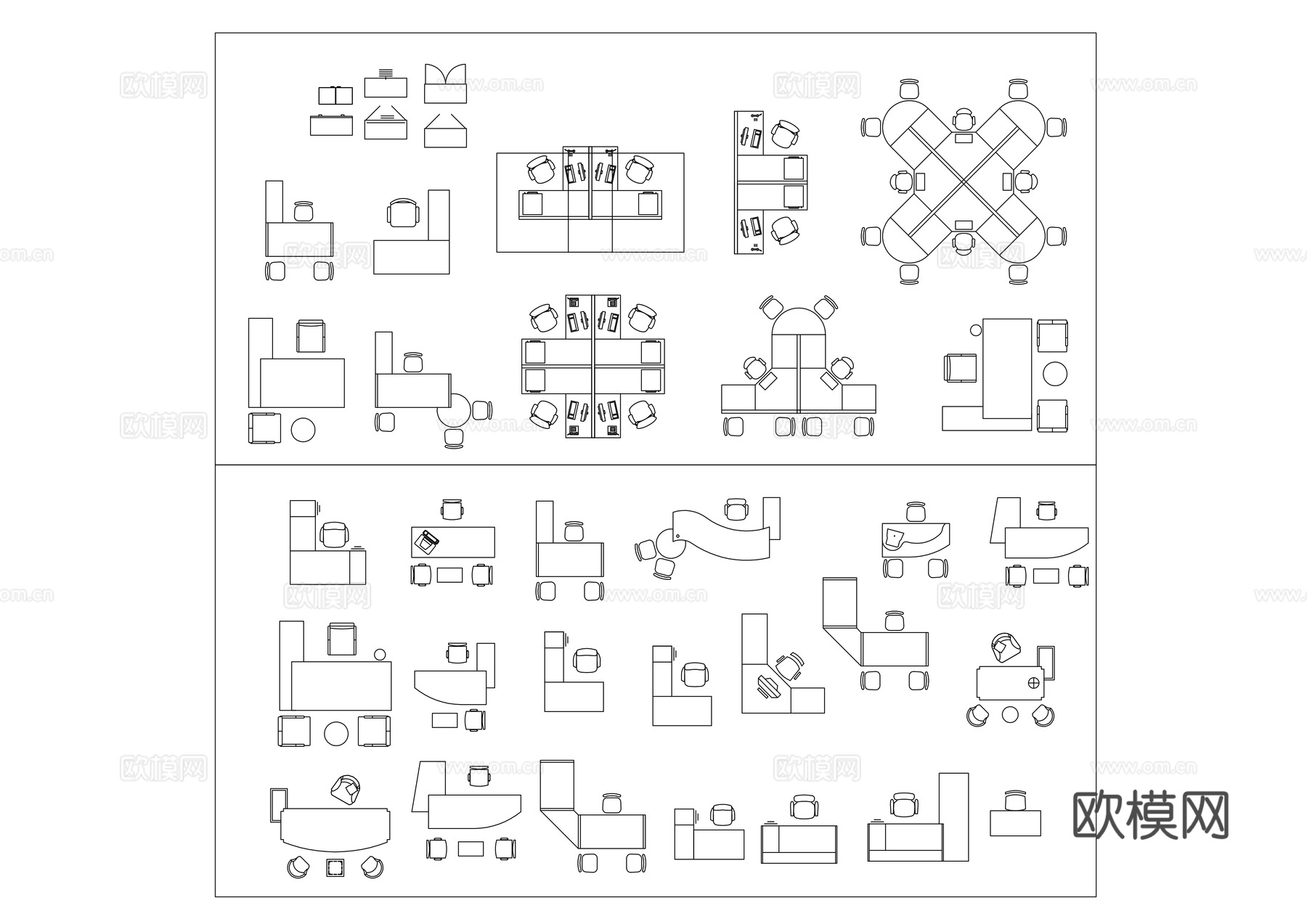 各种办公家具 多样化办公家具 办公家具系列 不同类型的办公家cad施工图