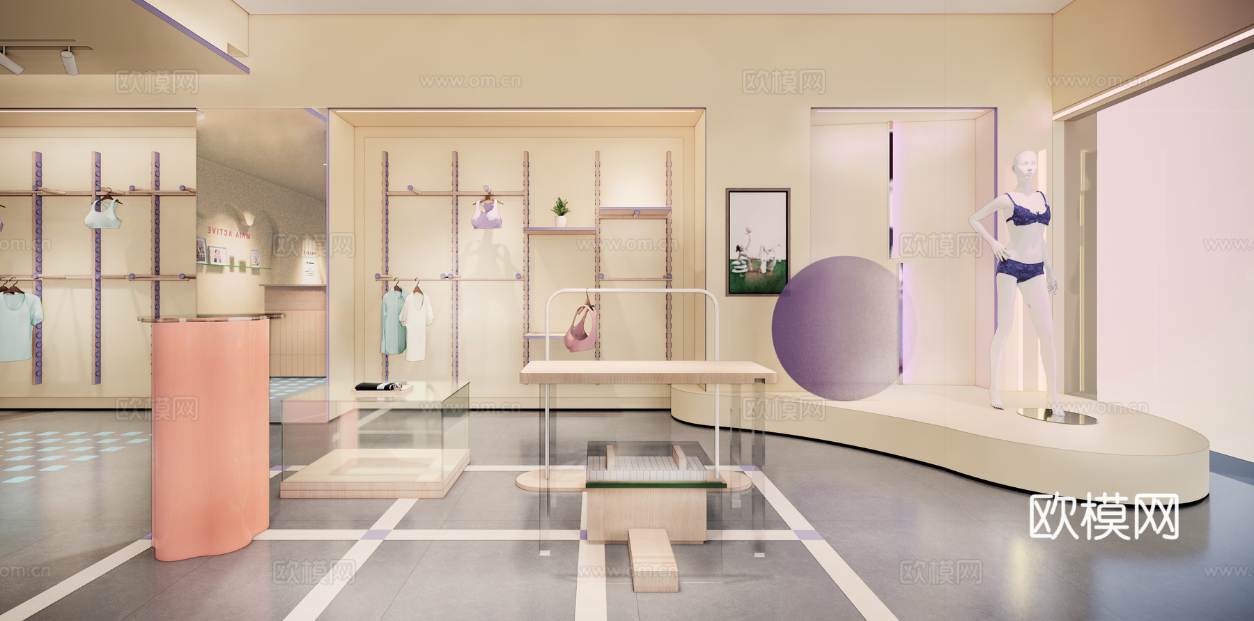 现代服装店su模型下载