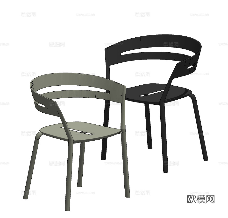 现代单椅餐椅su模型下载