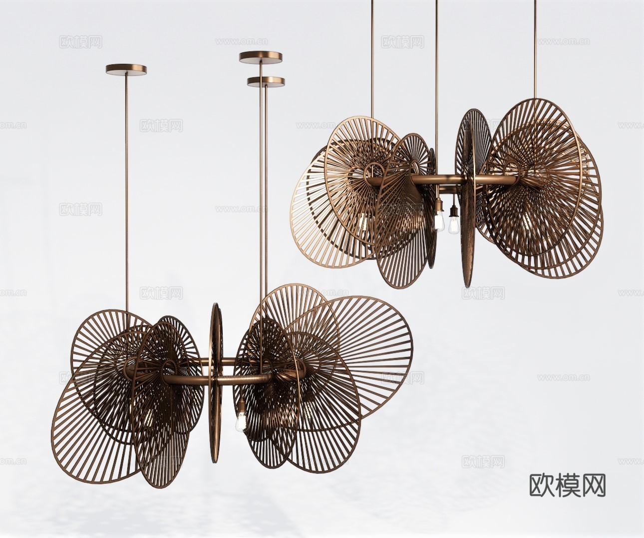 现代金属吊灯su模型下载