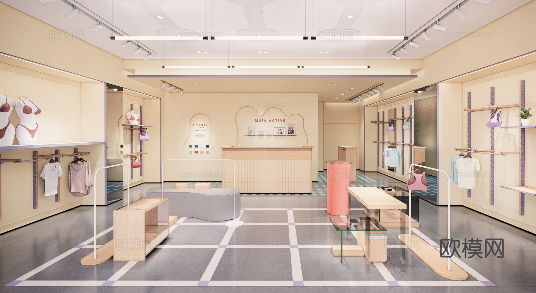 现代服装店su模型下载