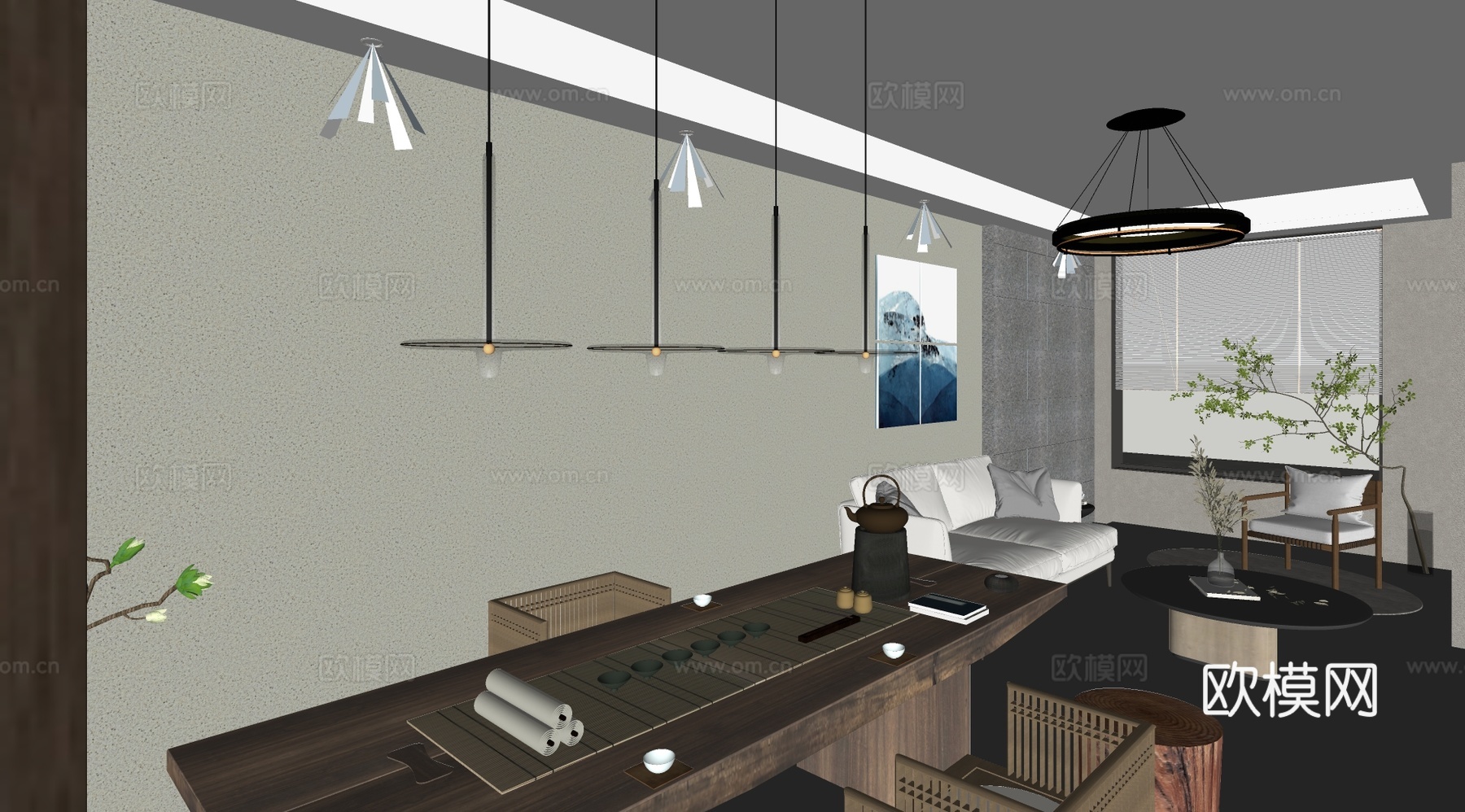 现代工程涂料展厅su模型下载