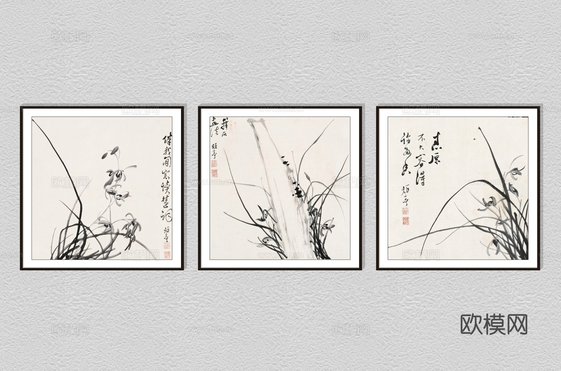 新中式字画装饰画su模型下载