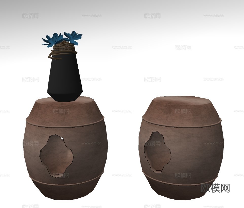 新中式凳子圆凳su模型下载