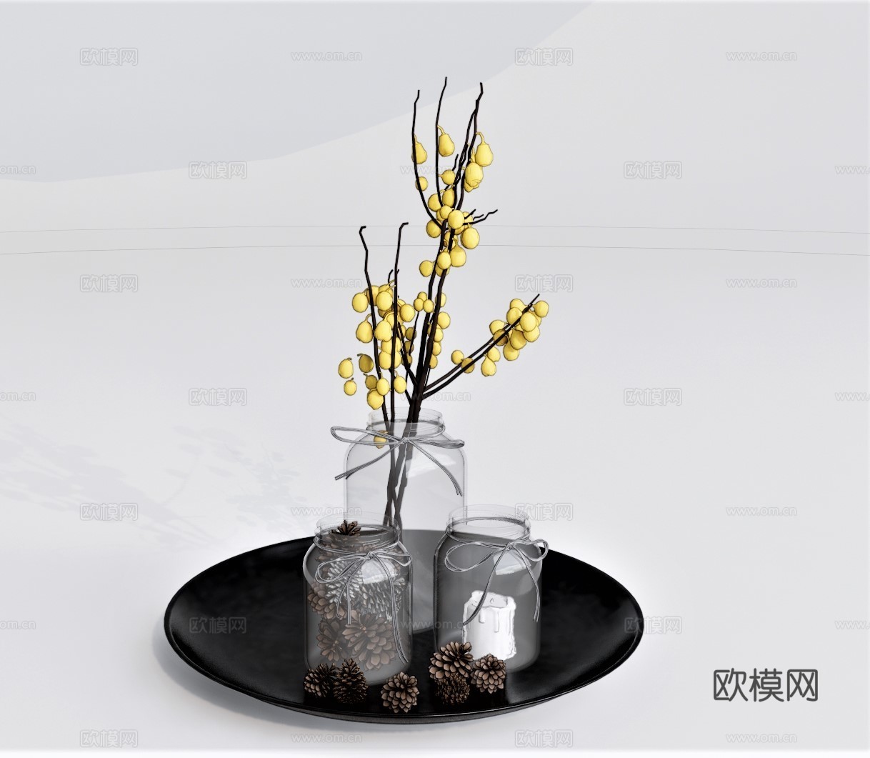 现代绿植花瓶su模型下载