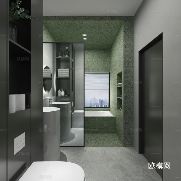 現(xiàn)代衛(wèi)浴空間3D場景模型3d模型下載(渲染圖1)