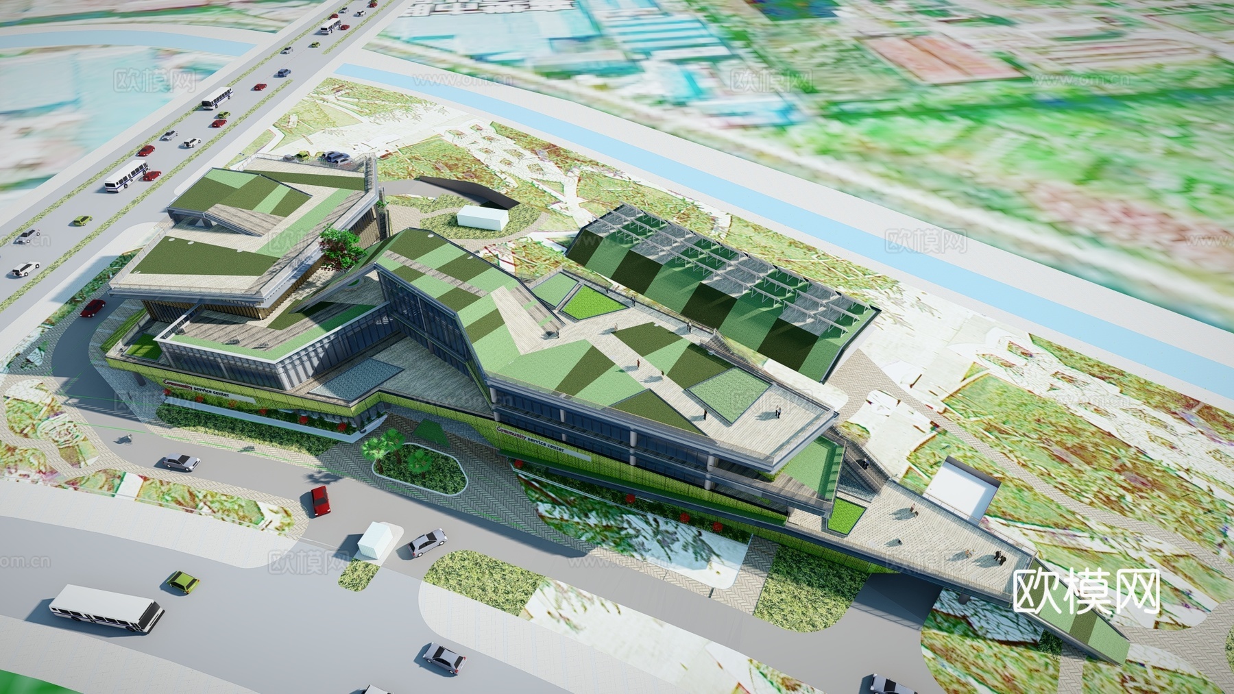 现代大型商场建筑外观su模型下载