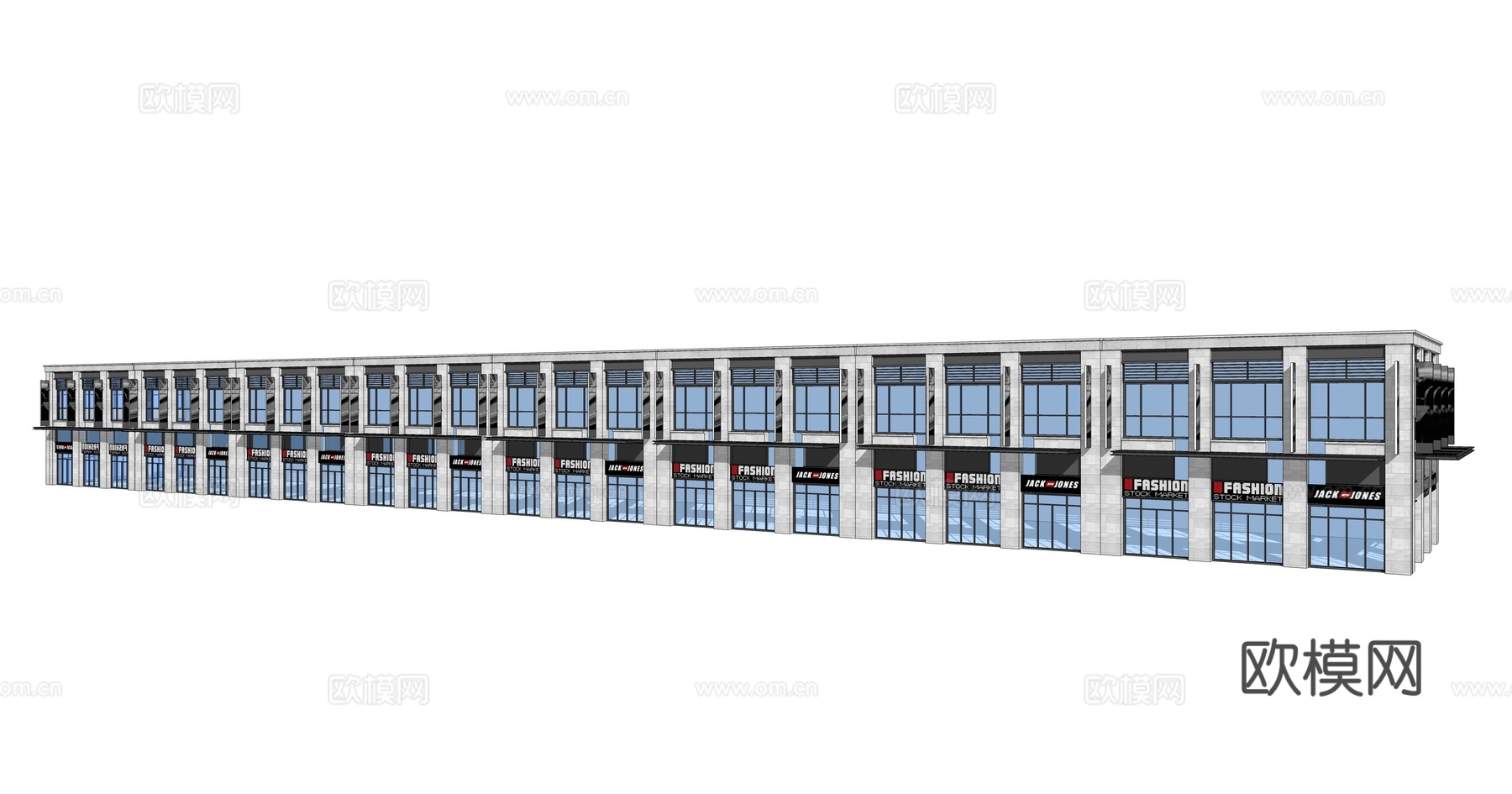 现代商铺建筑外观su模型下载