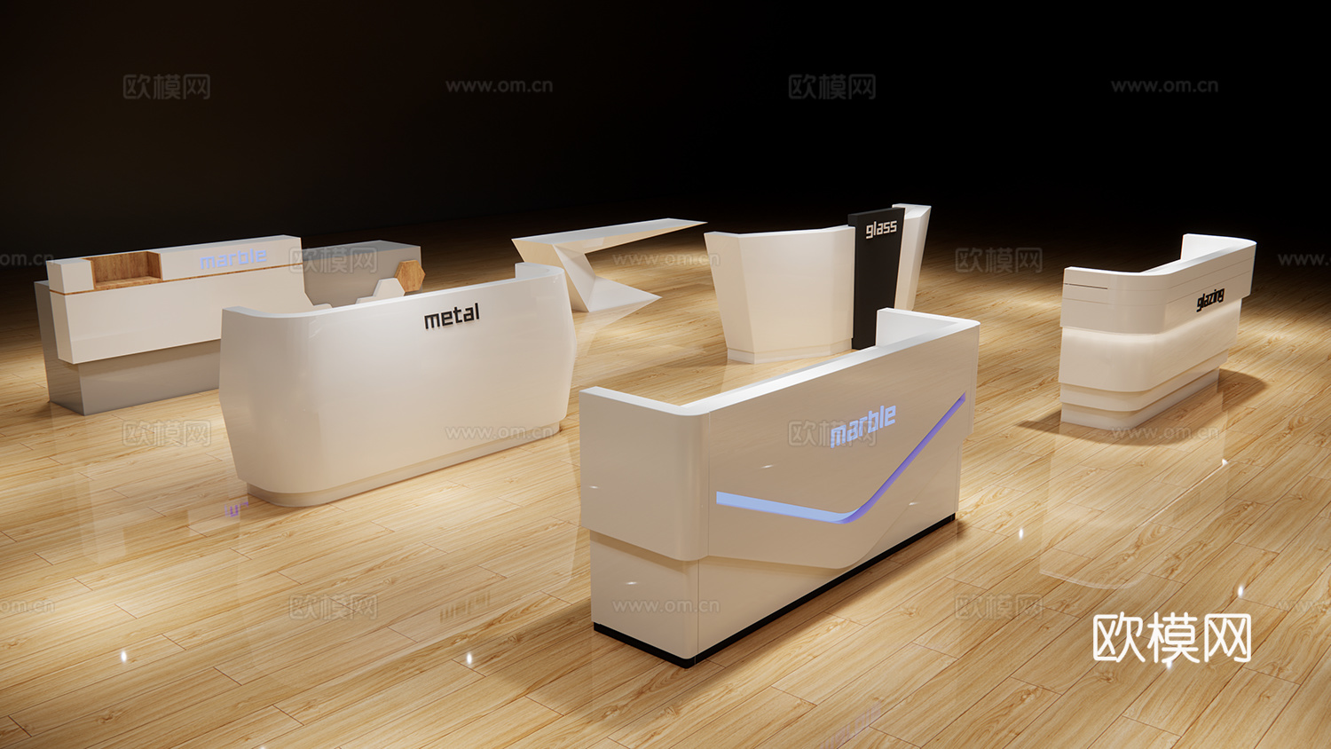 现代接待台su模型下载