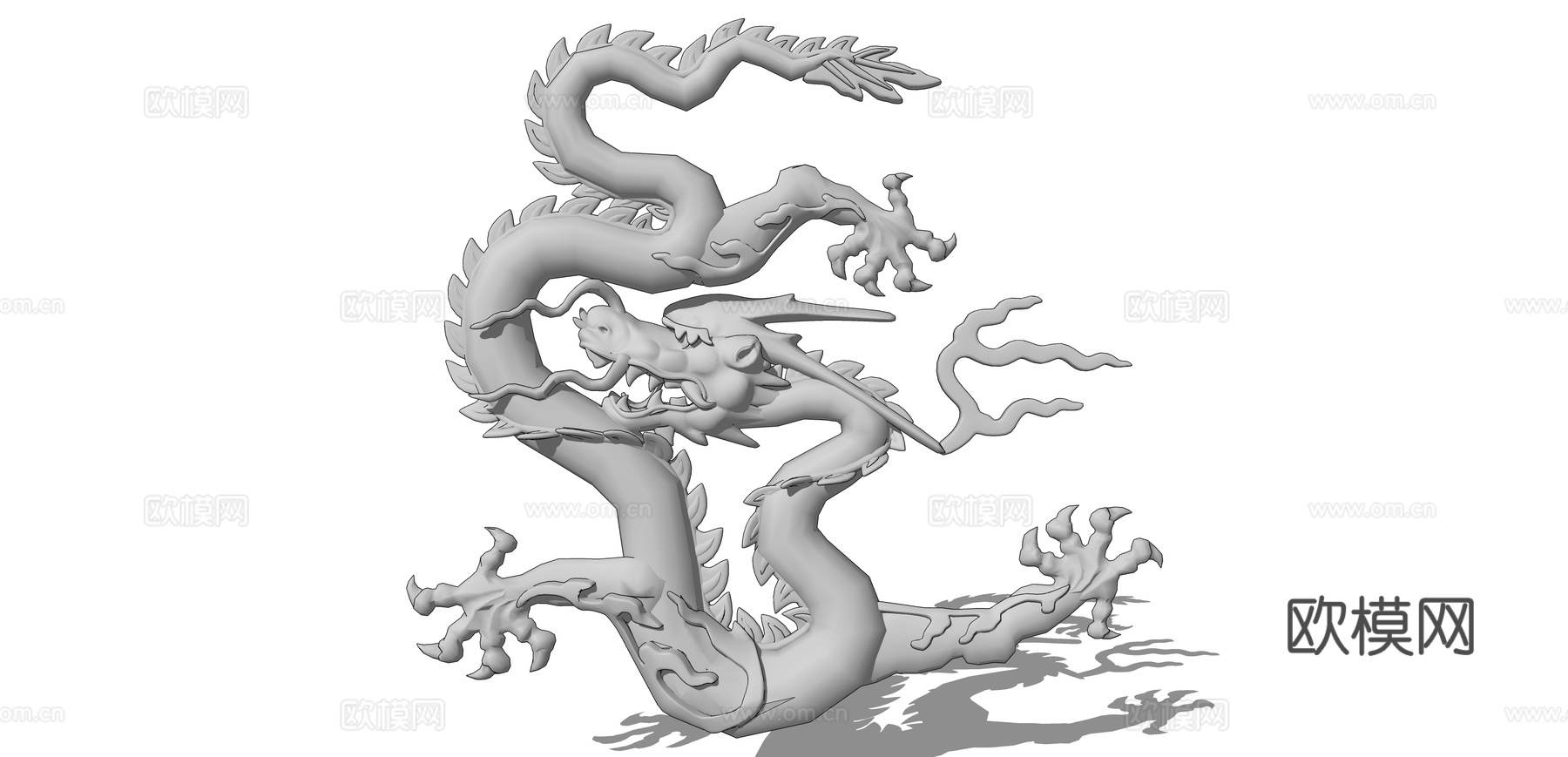 现代中国龙西方龙雕塑su模型下载