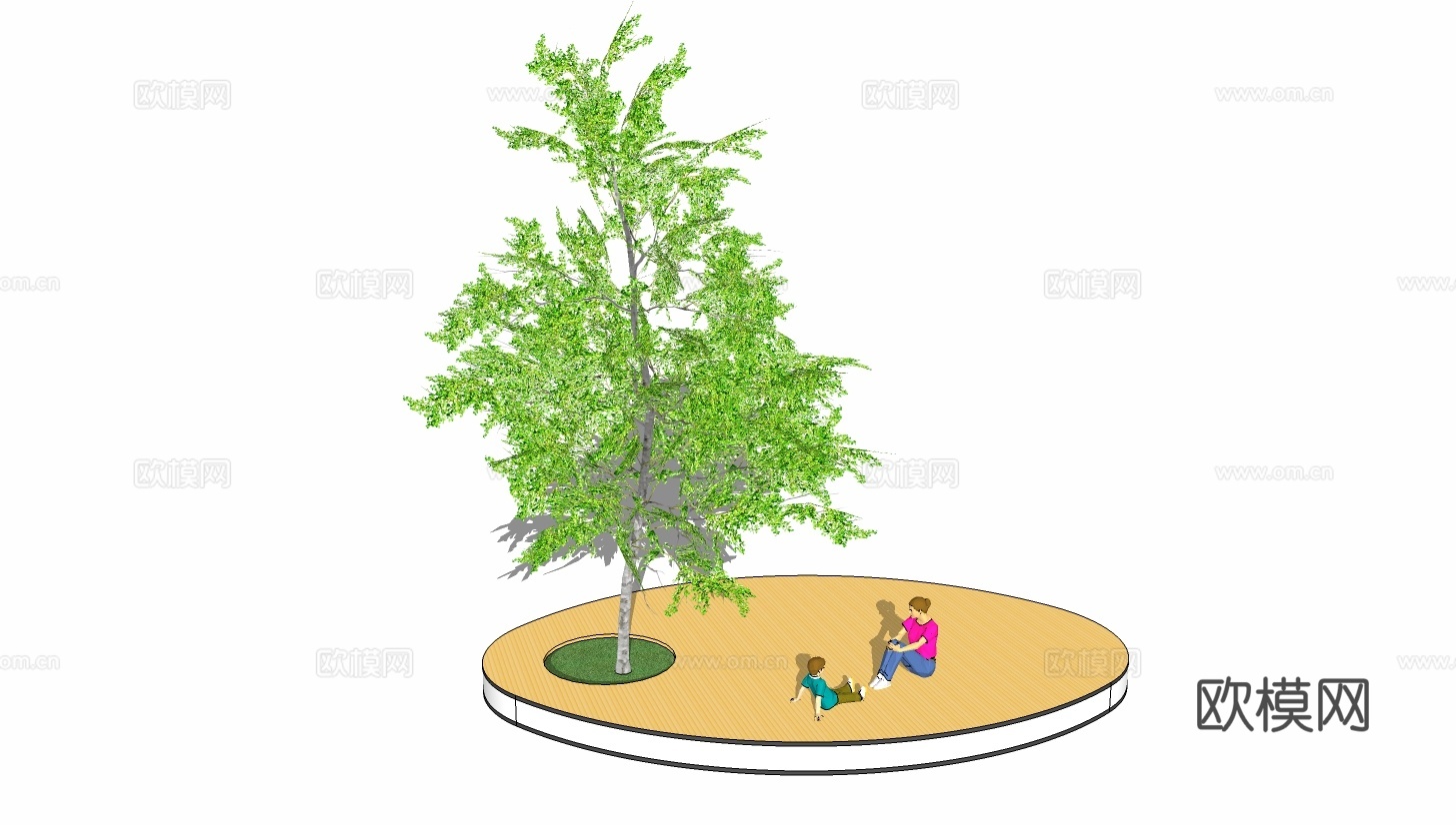 现代景观树池su模型下载