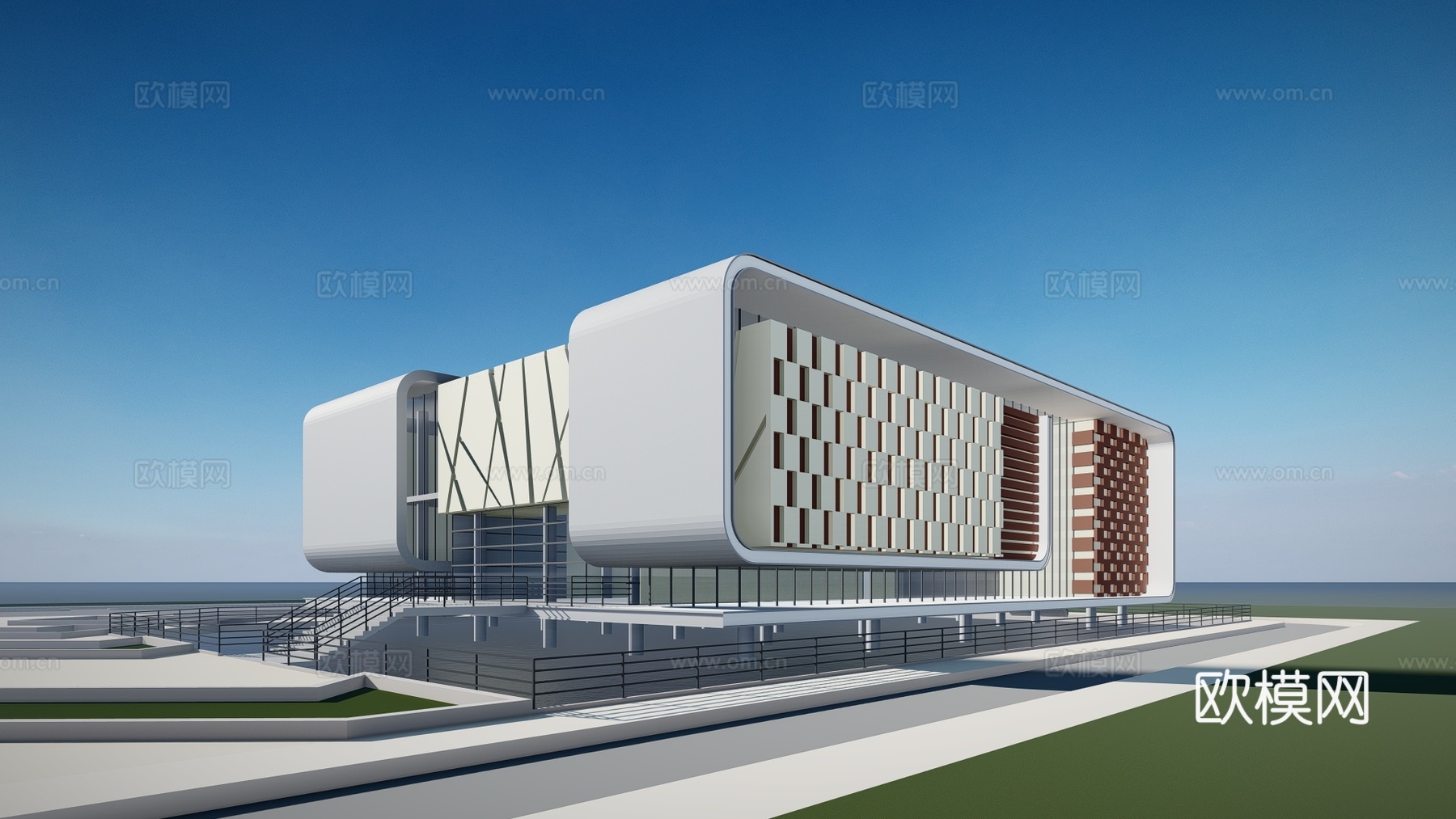 现代博物馆建筑外观su模型下载