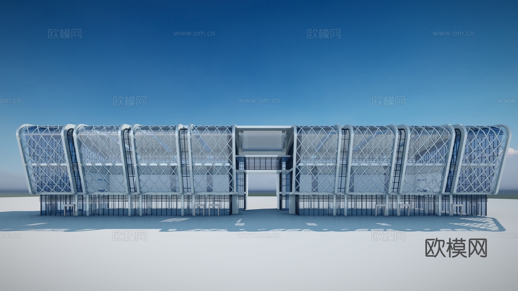 现代体育馆建筑外观su模型下载