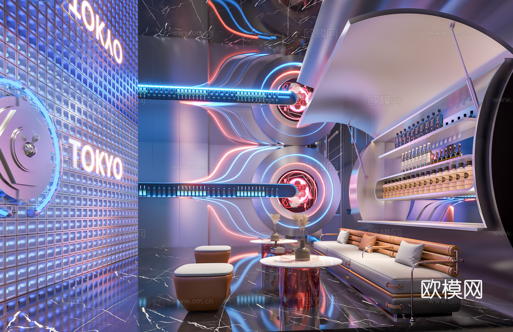 KTV酒吧台休息区3d模型
