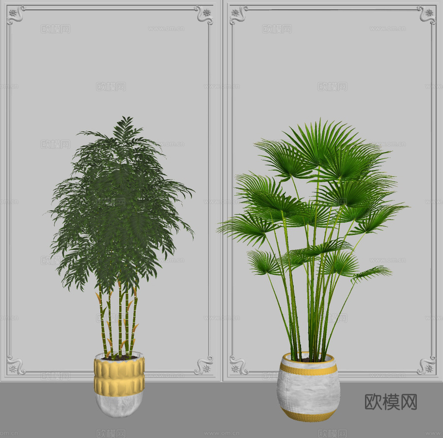 现代散尾葵绿植盆栽su模型下载