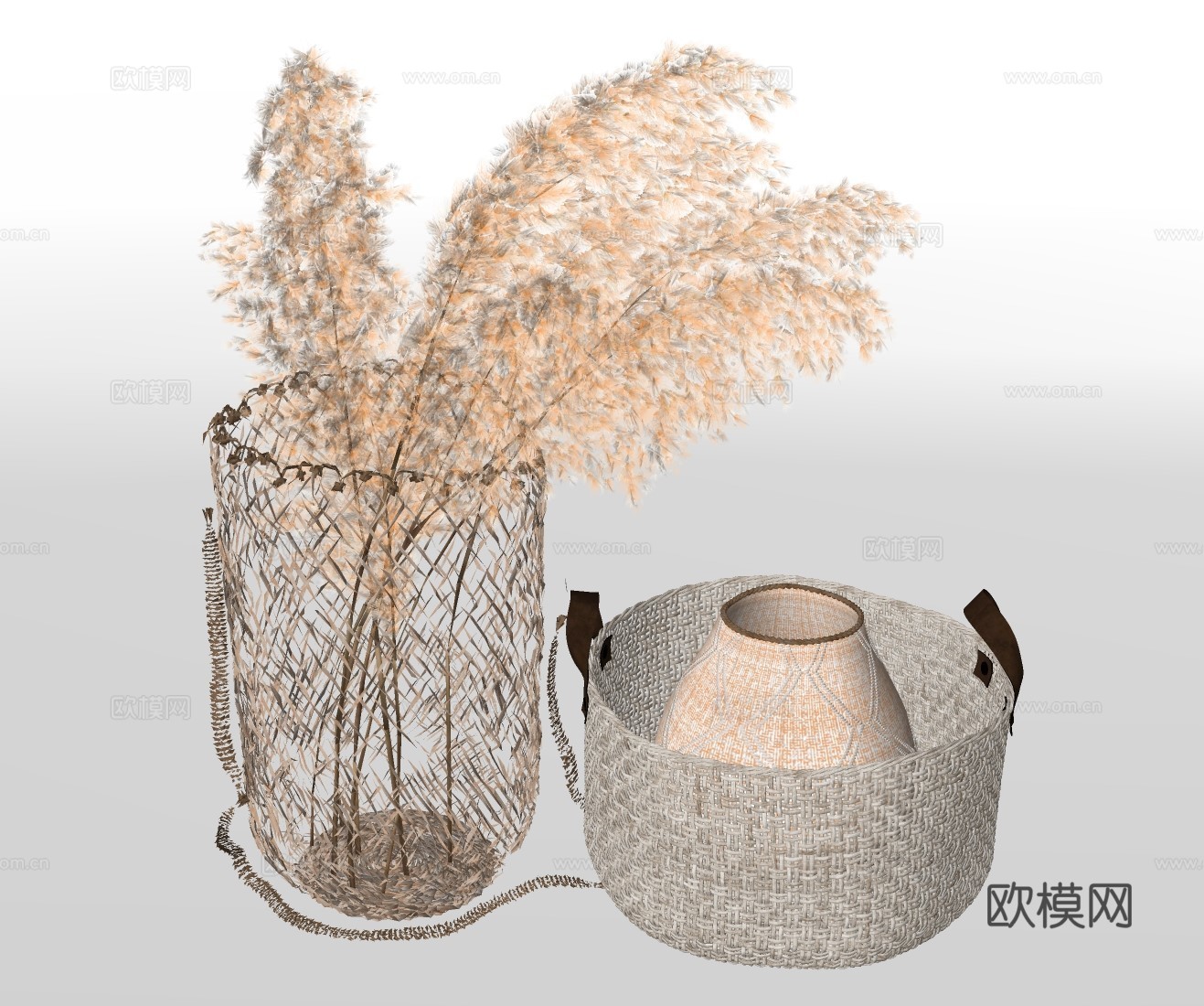 现代干花插花摆件su模型下载