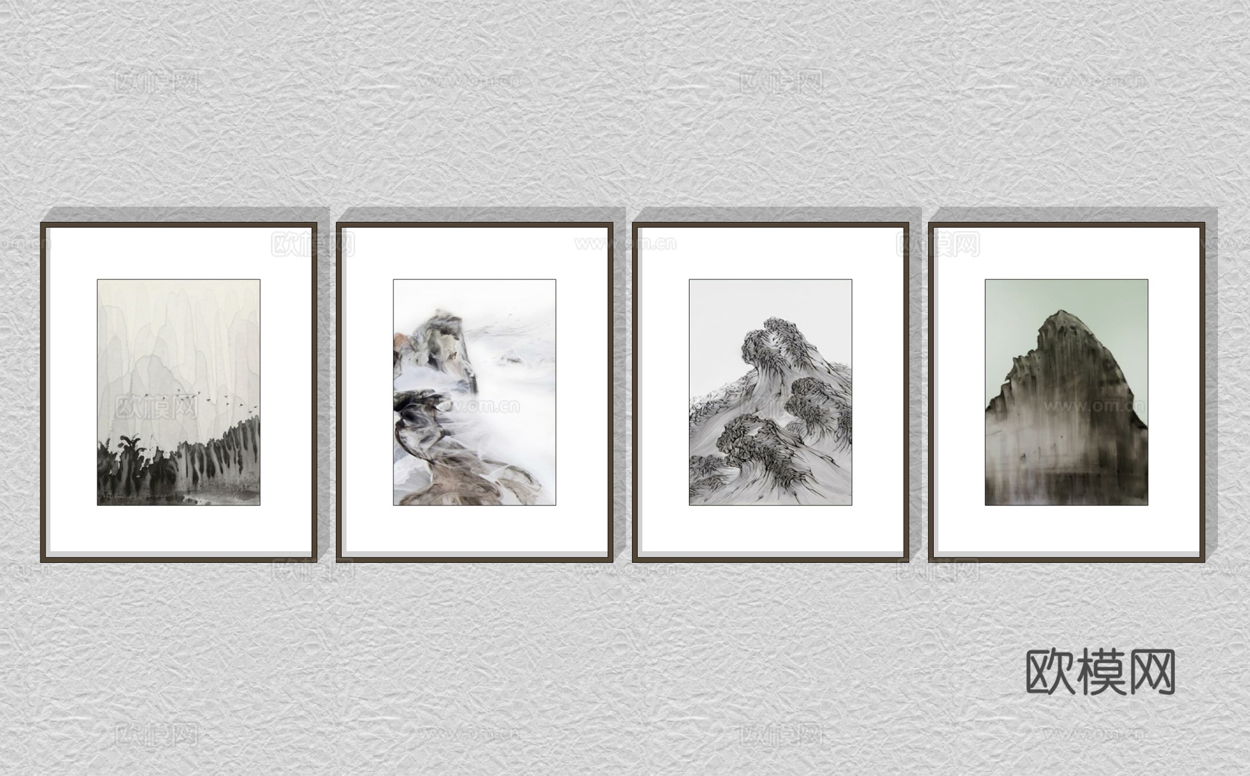新中式装饰画挂画su模型下载
