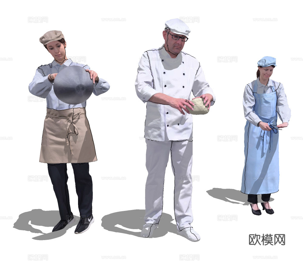 欧式厨师人物su模型下载