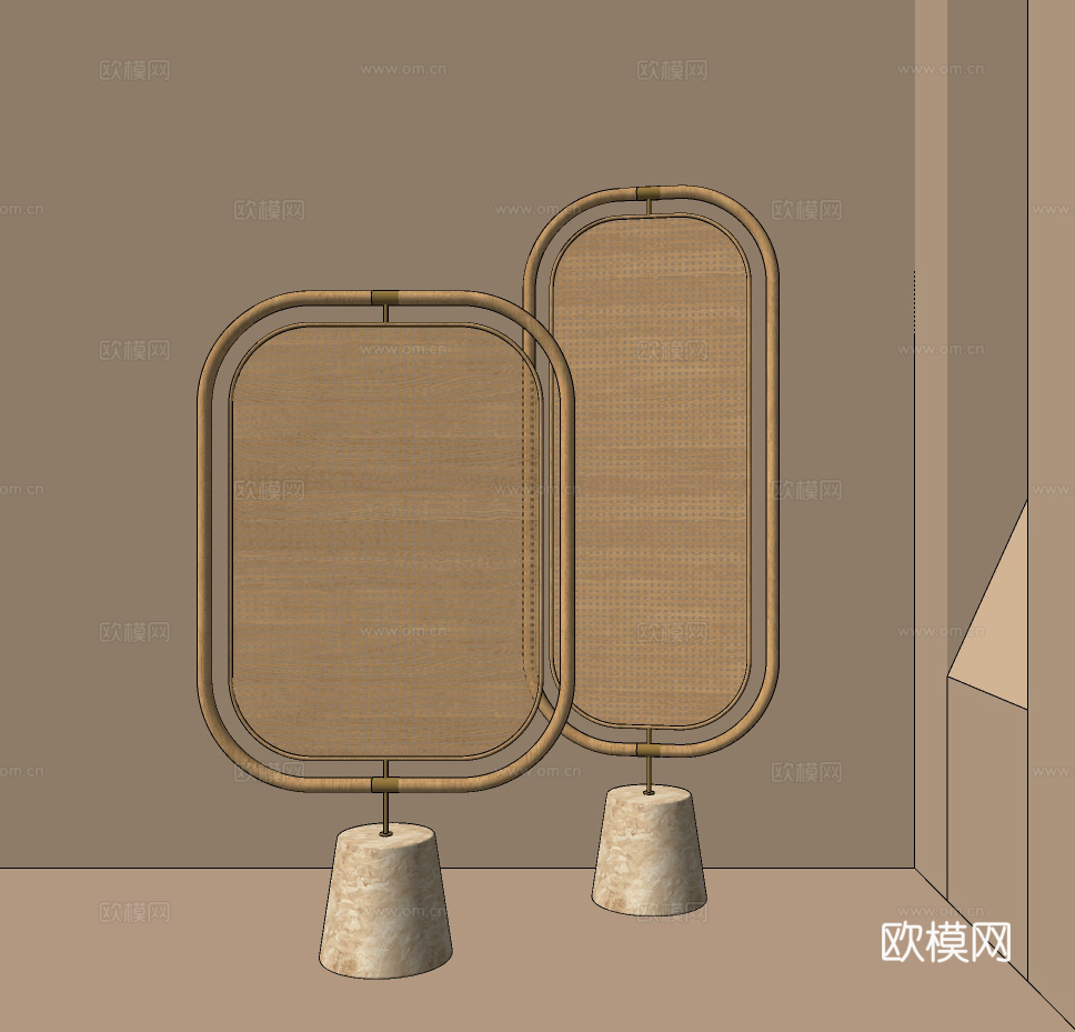 现代藤编屏风su模型下载
