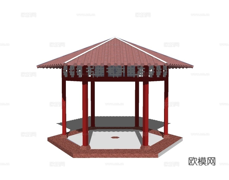 中式古建景观亭凉亭su模型下载