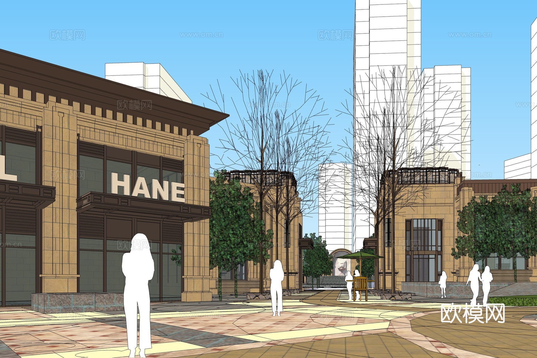 新古典会所建筑外观su模型下载