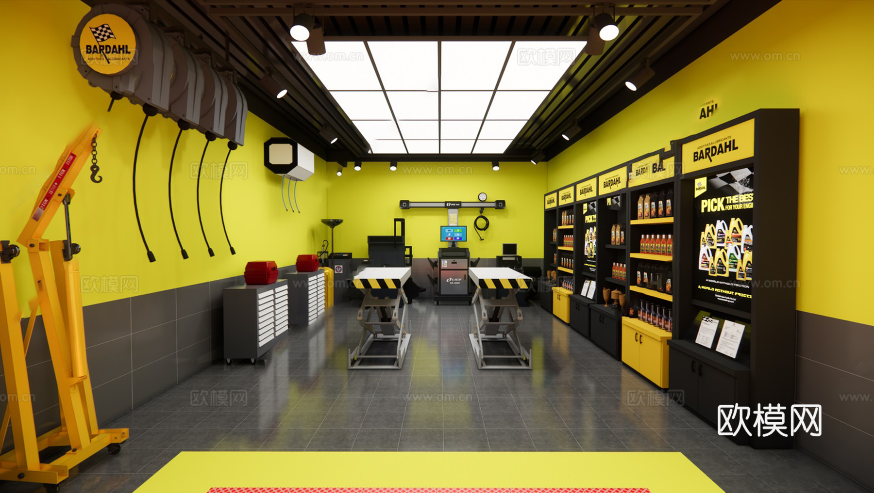 现代汽车修理店su模型下载