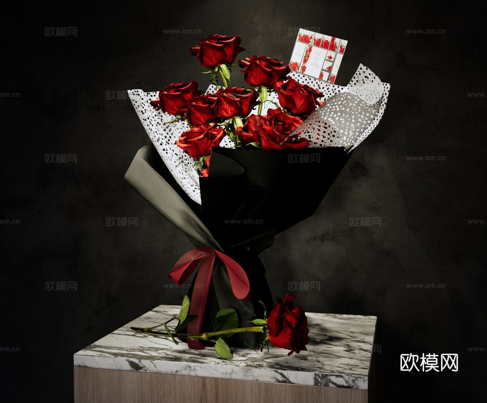 现代花艺 玫瑰花束 红玫瑰花束 情人节花束 玫瑰手捧花 红玫su模型