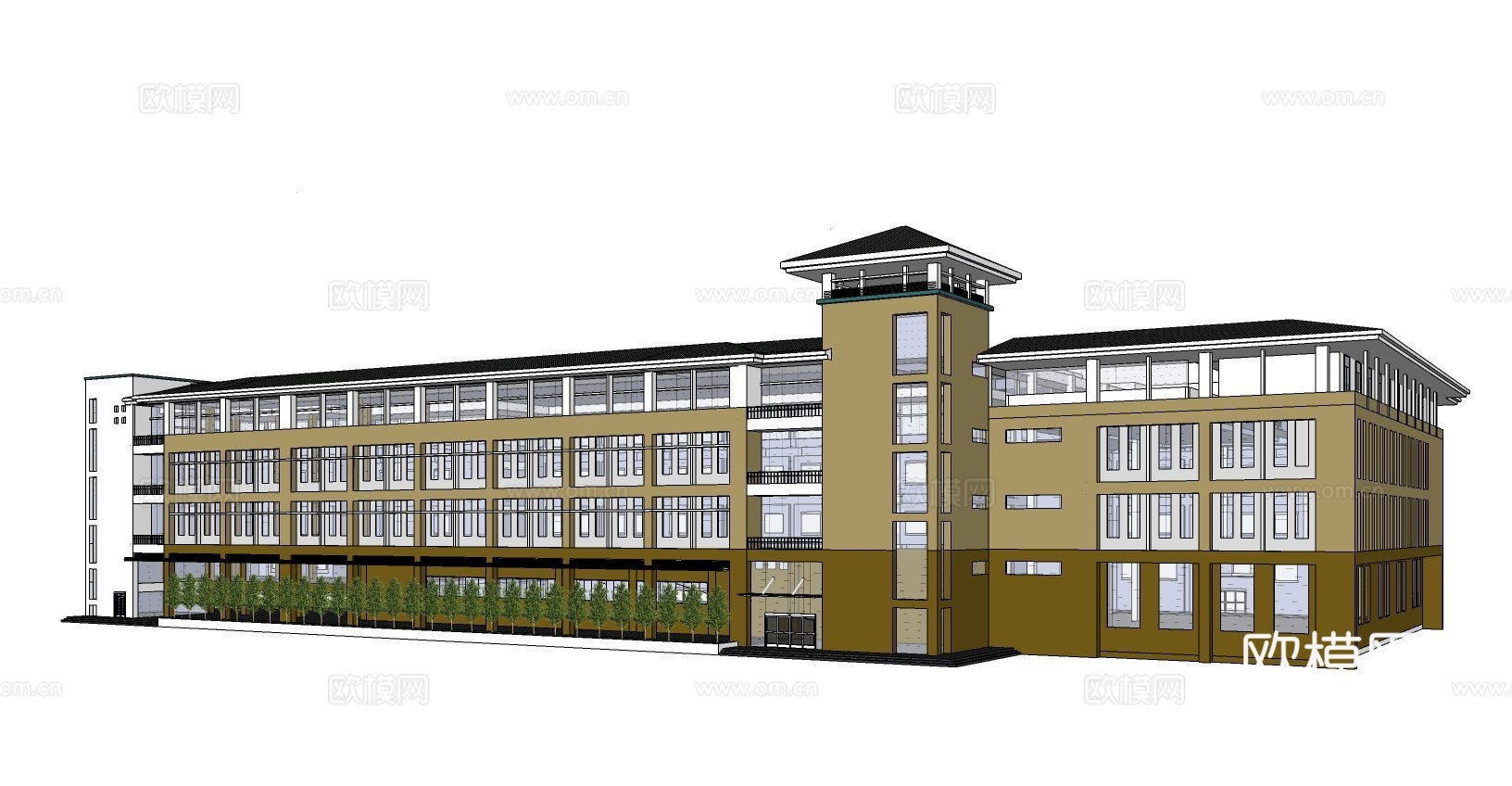 现代厂区办公楼外观su模型下载