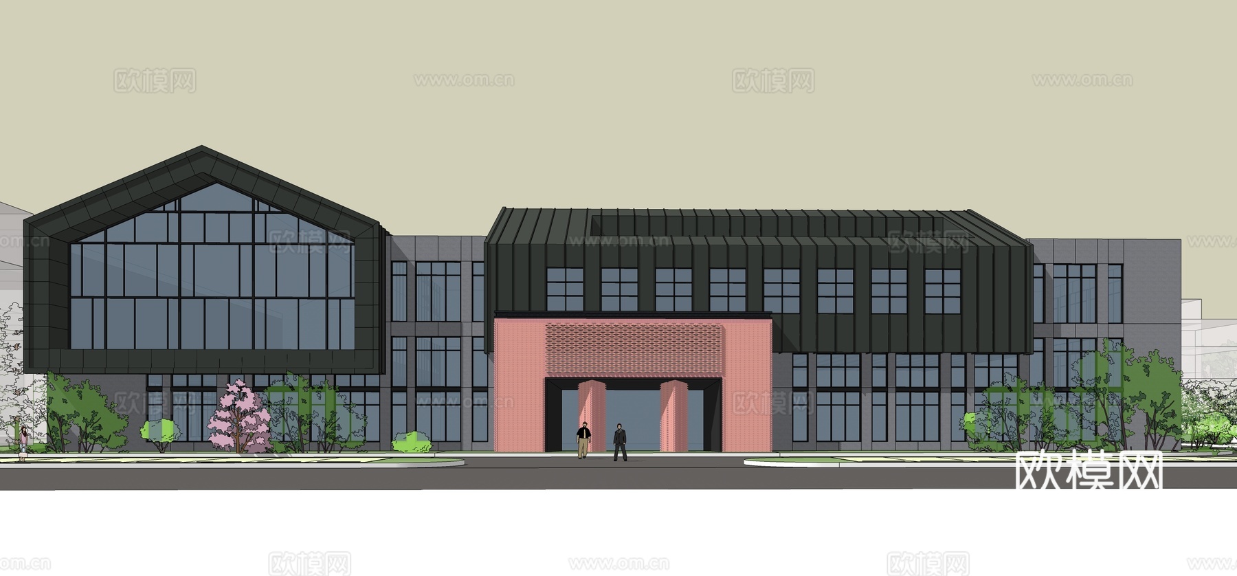 现代厂房建筑外观su模型下载