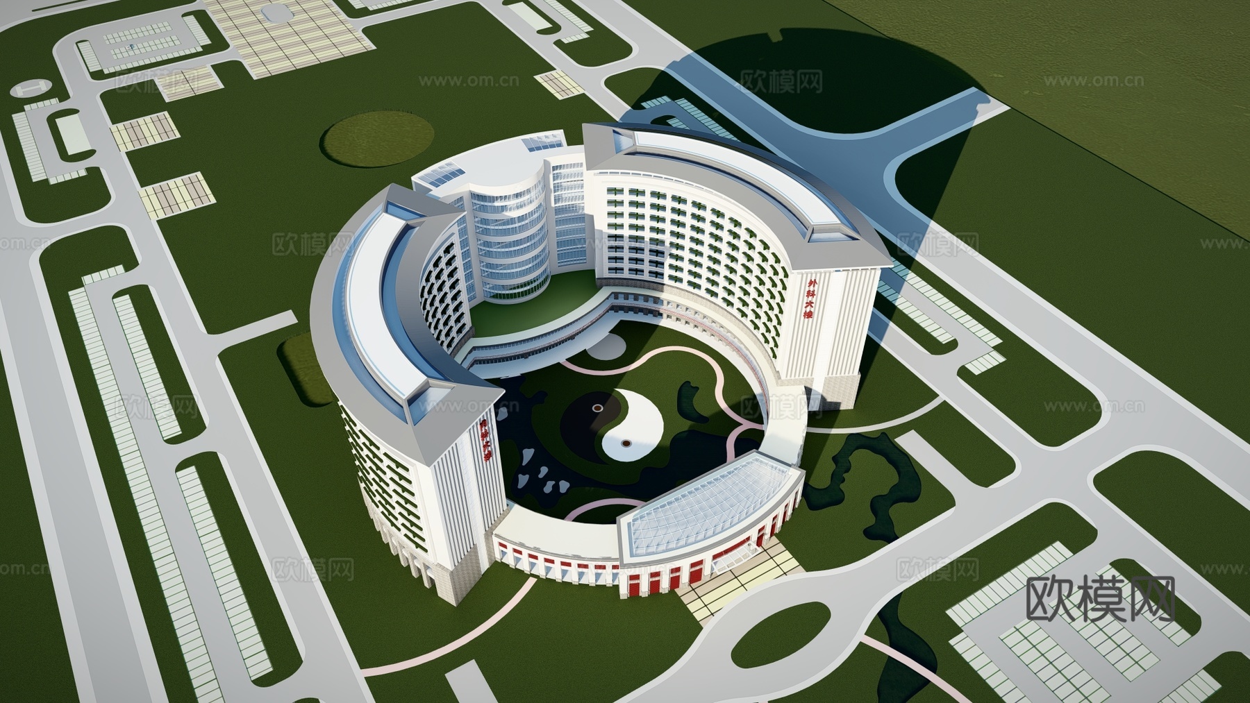 现代医院建筑外观su模型下载
