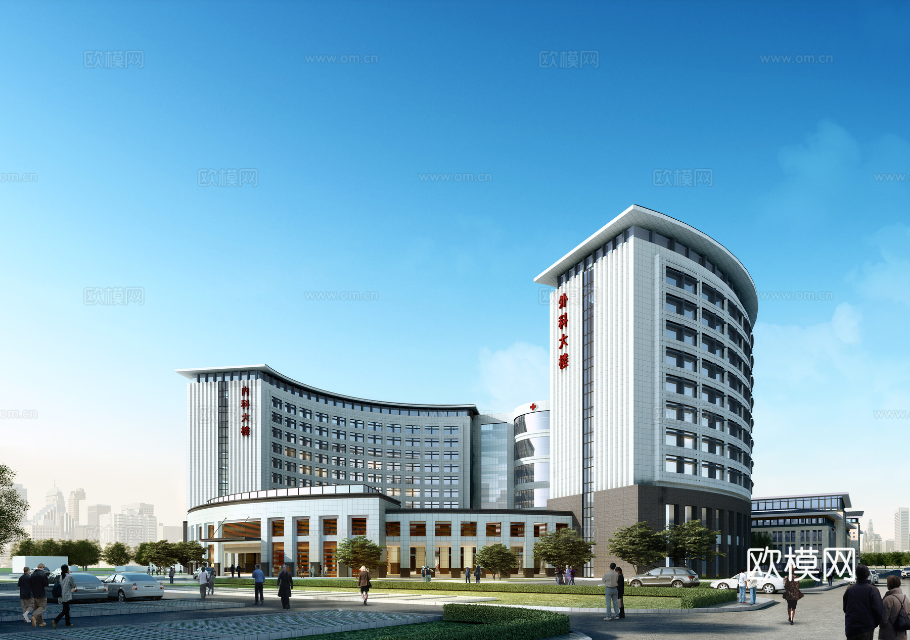 现代医院建筑外观su模型下载