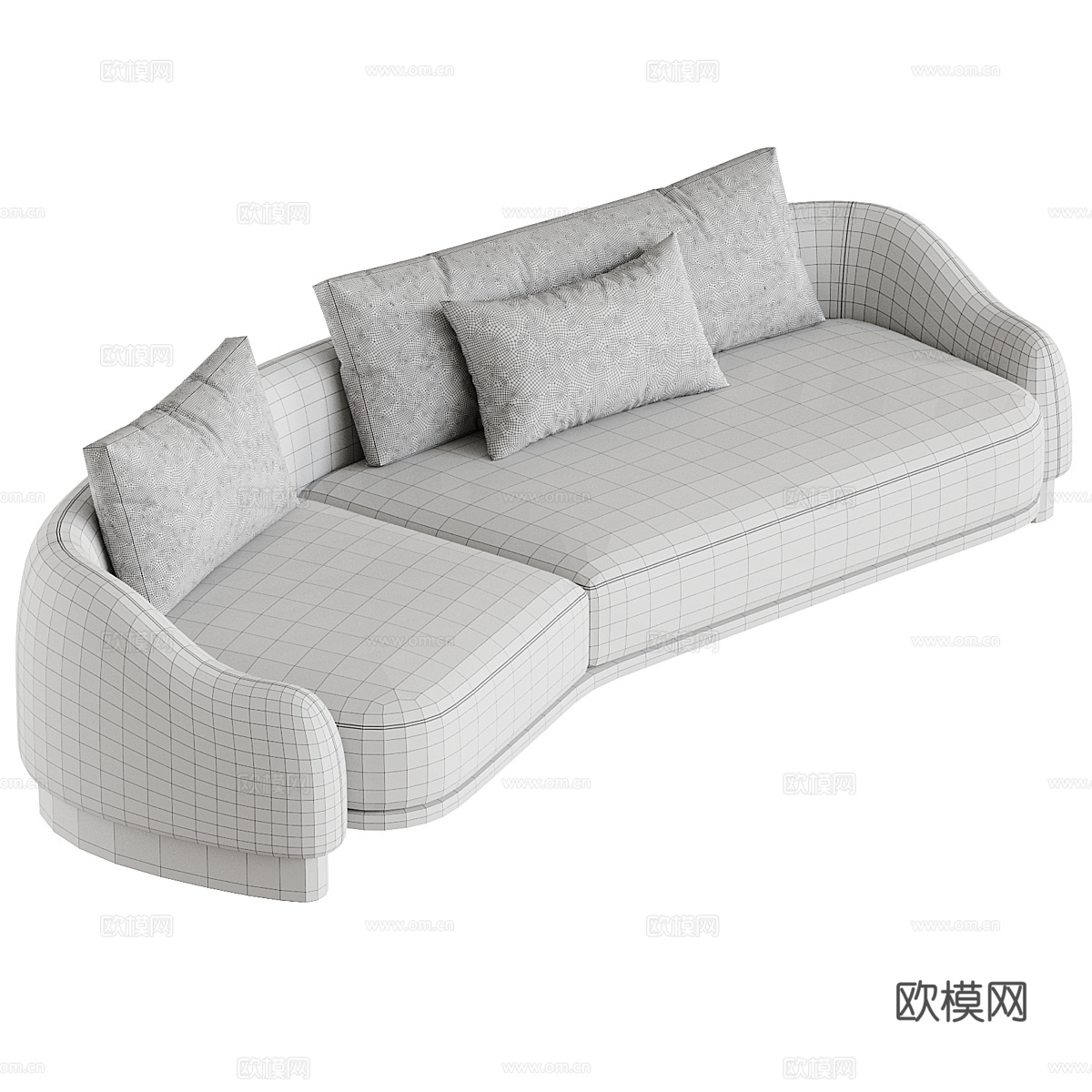 现代意式奶油风布艺休闲沙发3d模型