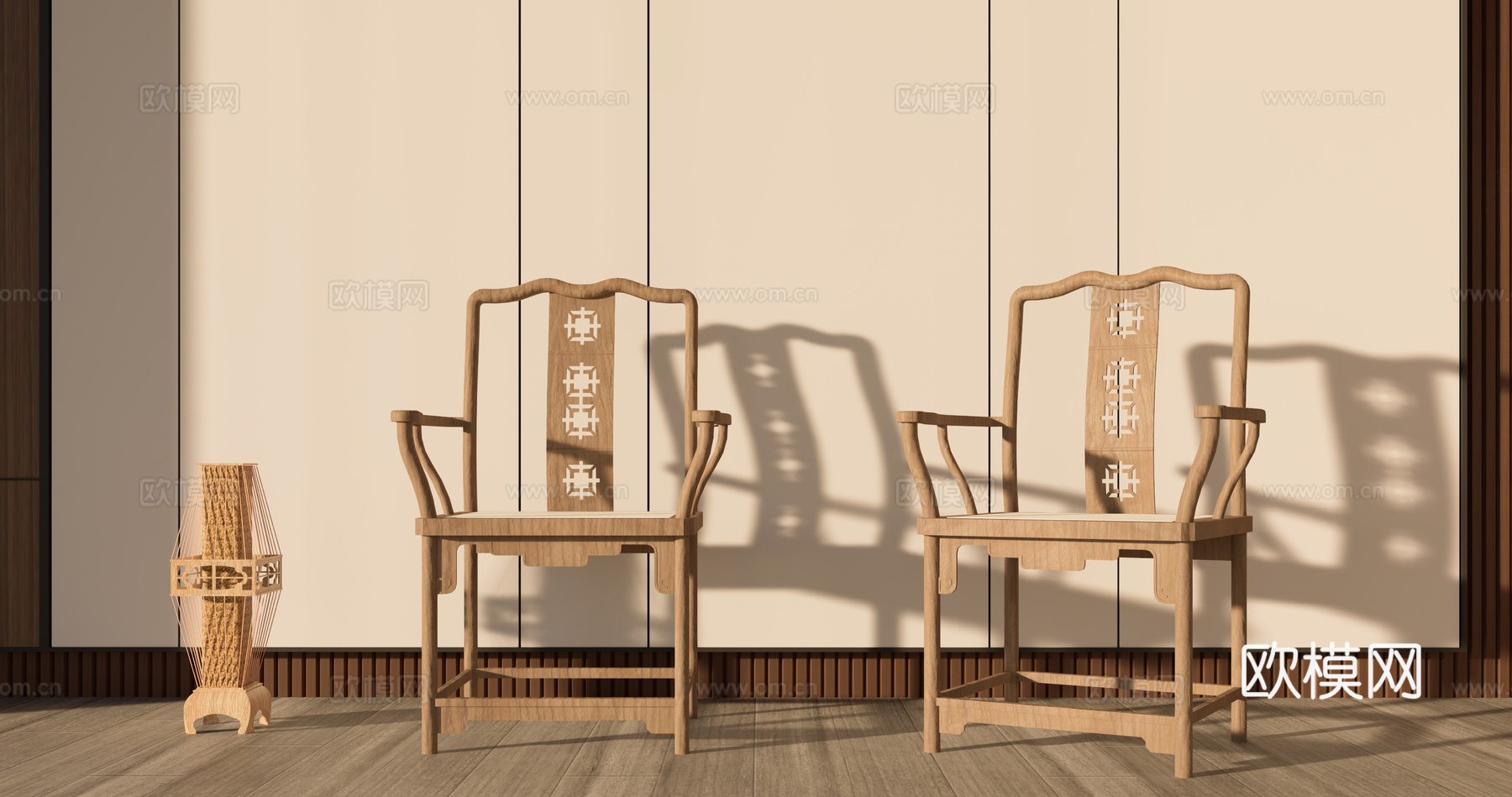 新中式实木太师椅su模型下载