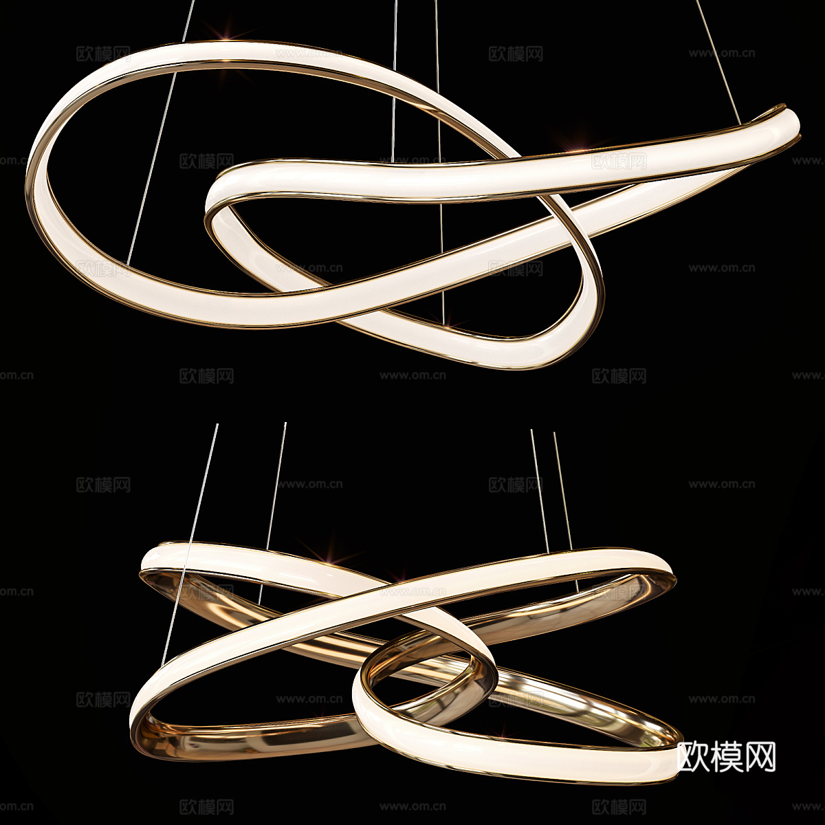现代轻奢线性装饰吊灯3d模型