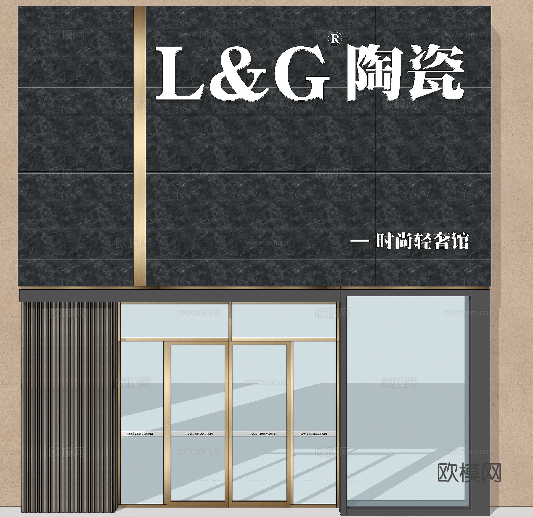 现代商业门面门头su模型下载