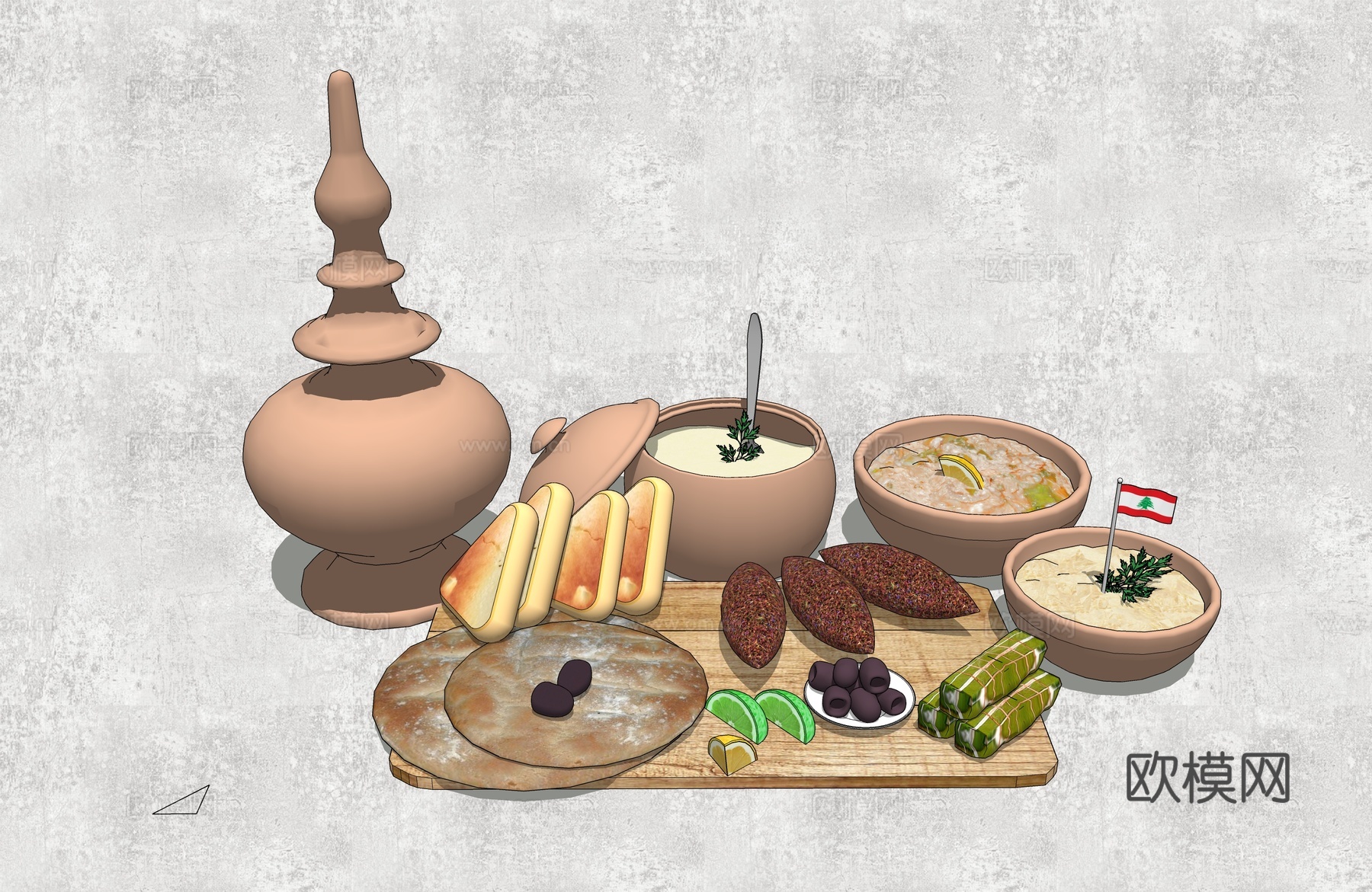 现代面包食物su模型下载