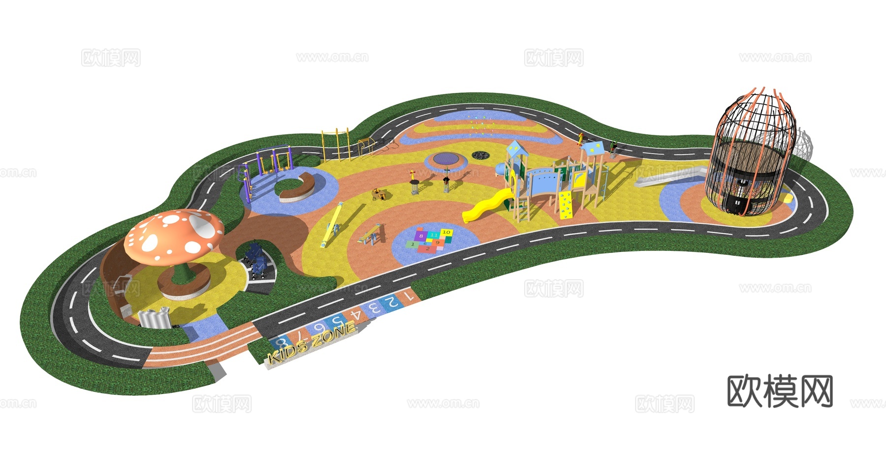 现代儿童游乐场su模型下载下载（渲染图2）