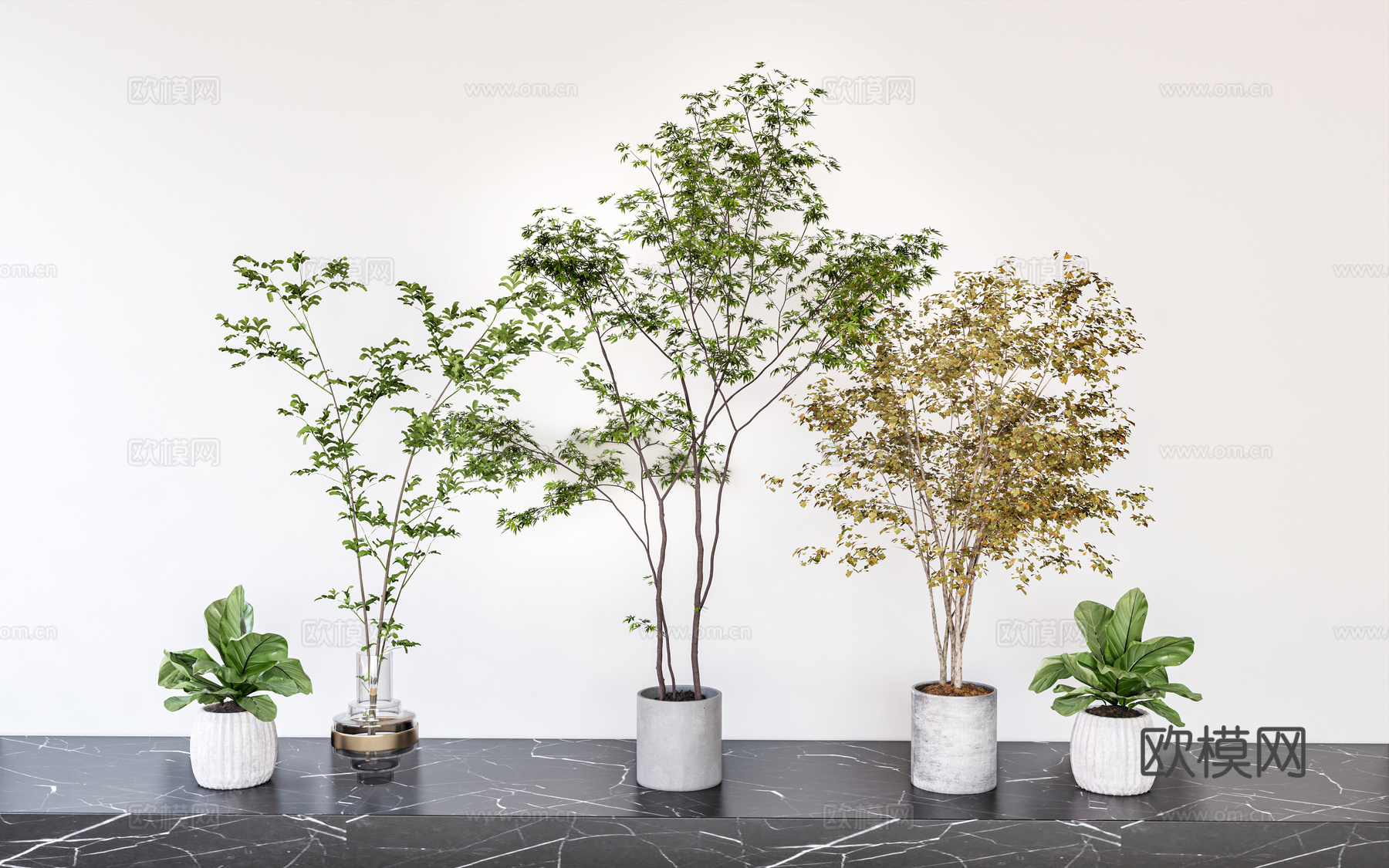 现代绿植盆栽su模型下载