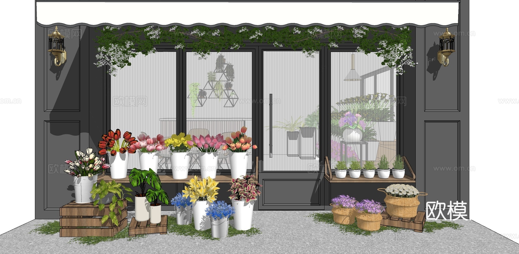 北欧花店su模型下载