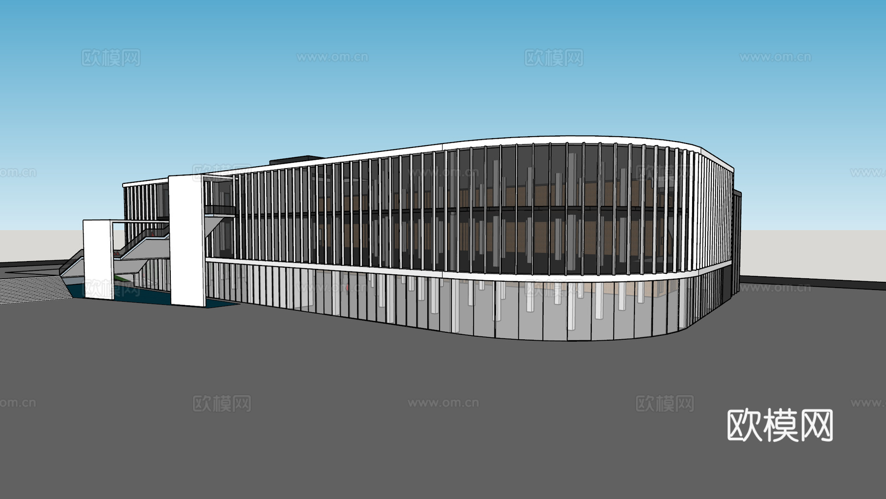 现代博物馆建筑外观su模型下载