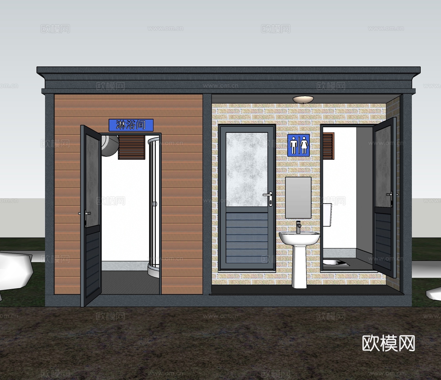 现代公共厕所su模型下载